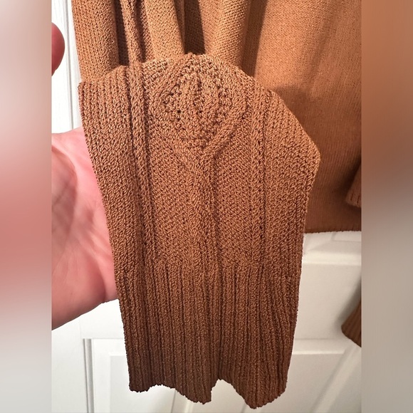 ST. JOHN SPORT Camel Colored Knit Draped Wool Blend Cardigan SMALL Toast CLEAN - Picture 8 of 14